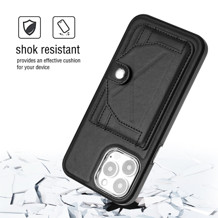 For iPhone 15 Pro Max Shockproof Leather Phone Case with Card Holder(Black) - free shipping - PMC TechLife - Order now!