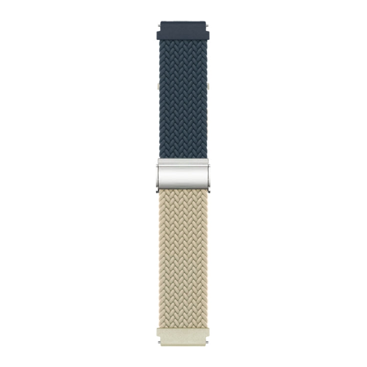 22mm Buckle Braided Nylon Watch Band(Dark Blue Beige) - 22mm Bands by PMC TechLife | Online Shopping South Africa | PMC TechLife