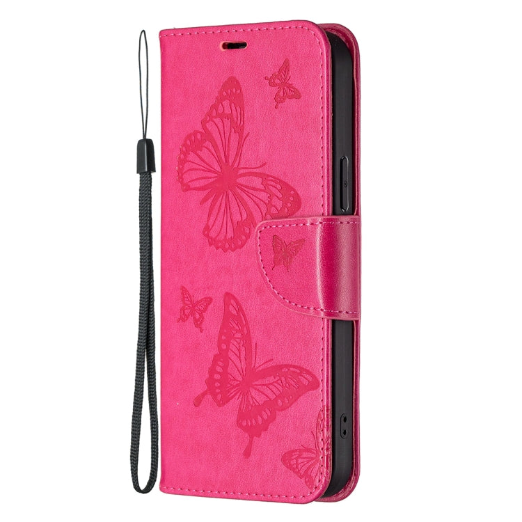 For Xiaomi Poco F5 5G / Redmi Note 12 Turbo Two Butterflies Embossing Leather Phone Case(Rose Red) - Xiaomi Cases by PMC Jewellery | Online Shopping South Africa | PMC Jewellery