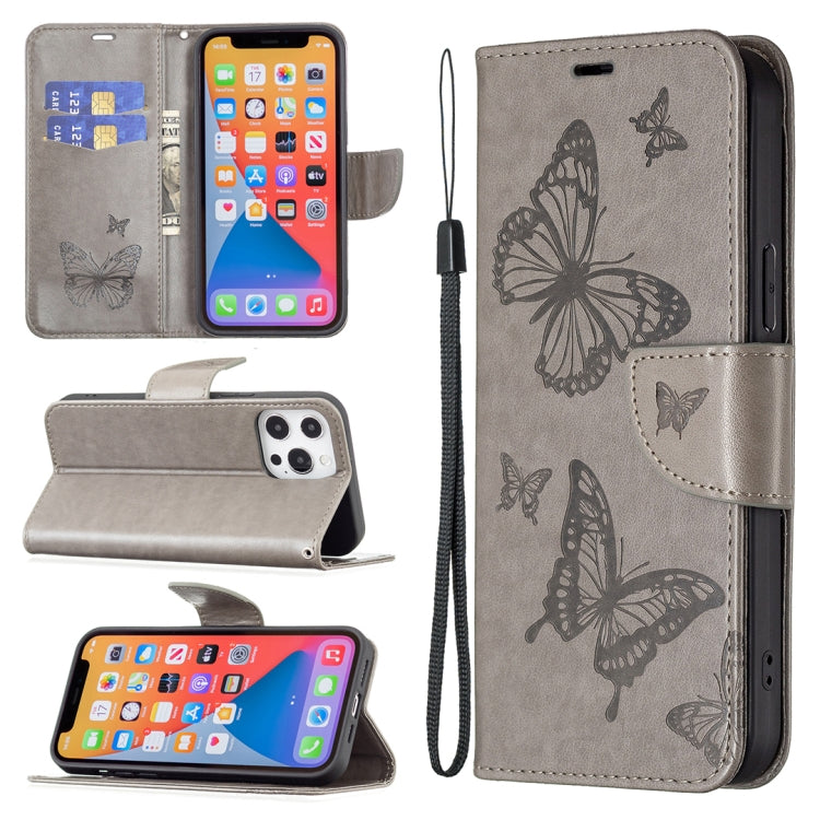 For Xiaomi Redmi 12 4G Two Butterflies Embossing Leather Phone Case(Grey) - free shipping - PMC TechLife - Order now!
