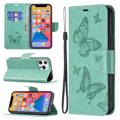 For Xiaomi Redmi 12 4G Two Butterflies Embossing Leather Phone Case(Green) - Xiaomi Cases by PMC Jewellery | Online Shopping South Africa | PMC Jewellery