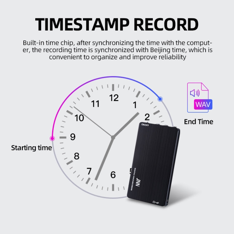 JNN M2 Ultra-thin HD Noise Reduction Intelligent Control Voice Voice Recorder, Capacity:8GB(Black) - Other Style by JNN | Online Shopping South Africa | PMC Jewellery | Buy Now Pay Later Mobicred