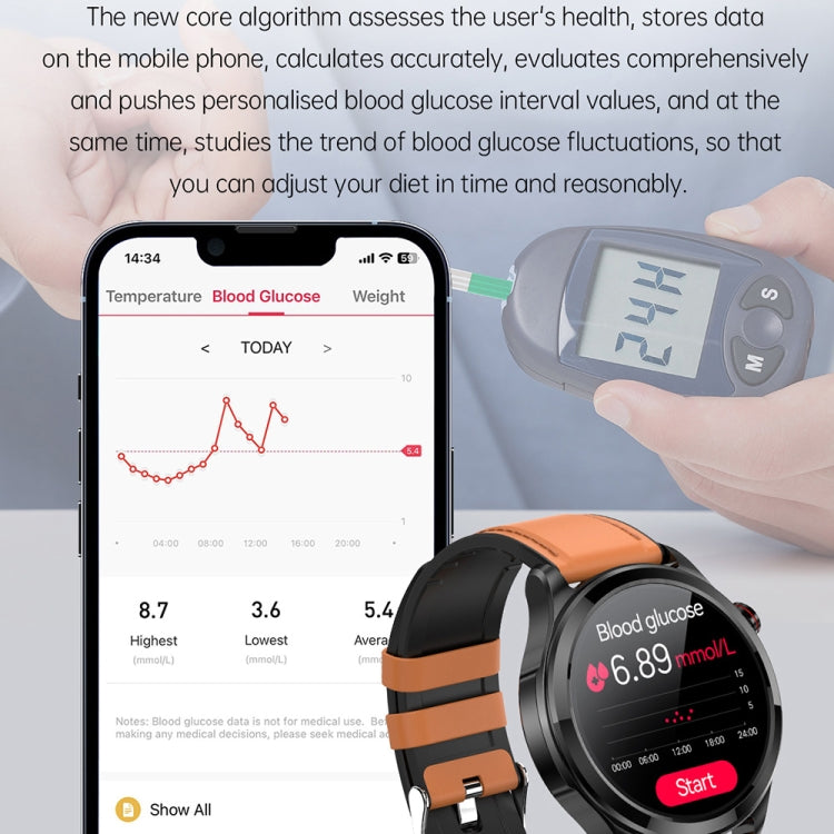 TK22 1.39 inch IP67 Waterproof Leather Band Smart Watch Supports ECG / Non-invasive Blood Sugar(Black) - Smart Watches by PMC Jewellery | Online Shopping South Africa | PMC Jewellery