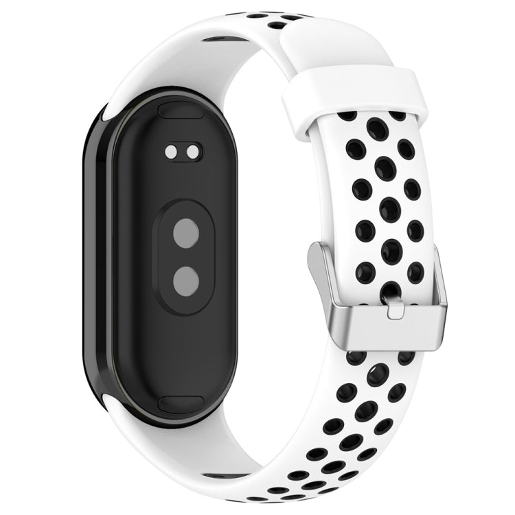 For Xiaomi Mi Band 8 Two-color Steel Plug Silicone Watch Band(White Black) - Watch Bands by PMC Jewellery | Online Shopping South Africa | PMC Jewellery