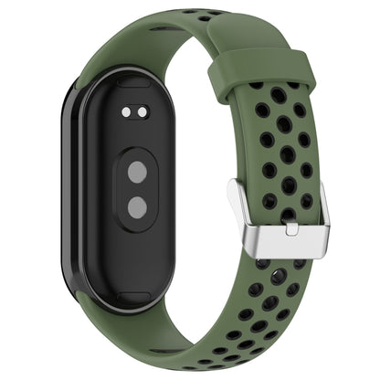 For Xiaomi Mi Band 8 Two-color Steel Plug Silicone Watch Band(Army Green Black) - Watch Bands by PMC Jewellery | Online Shopping South Africa | PMC Jewellery