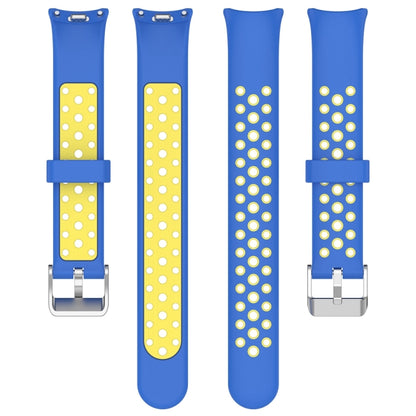 For Xiaomi Mi Band 8 Two-color Steel Plug Silicone Watch Band(Blue Yellow) - Watch Bands by PMC Jewellery | Online Shopping South Africa | PMC Jewellery