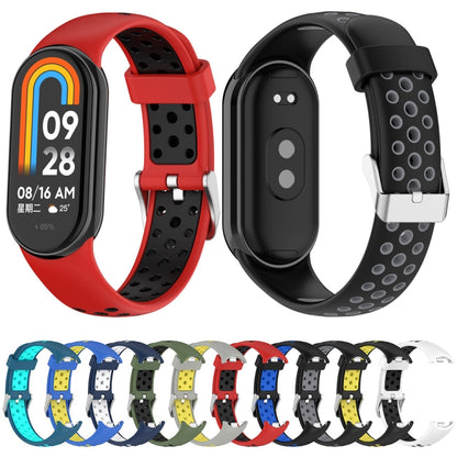 For Xiaomi Mi Band 8 Two-color Steel Plug Silicone Watch Band(Blue Yellow) - Watch Bands by PMC Jewellery | Online Shopping South Africa | PMC Jewellery