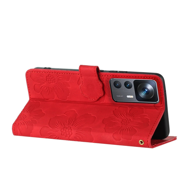 For Xiaomi 12T  / 12T Pro Flower Embossing Pattern Leather Phone Case(Red) - free shipping - PMC TechLife - Order now!