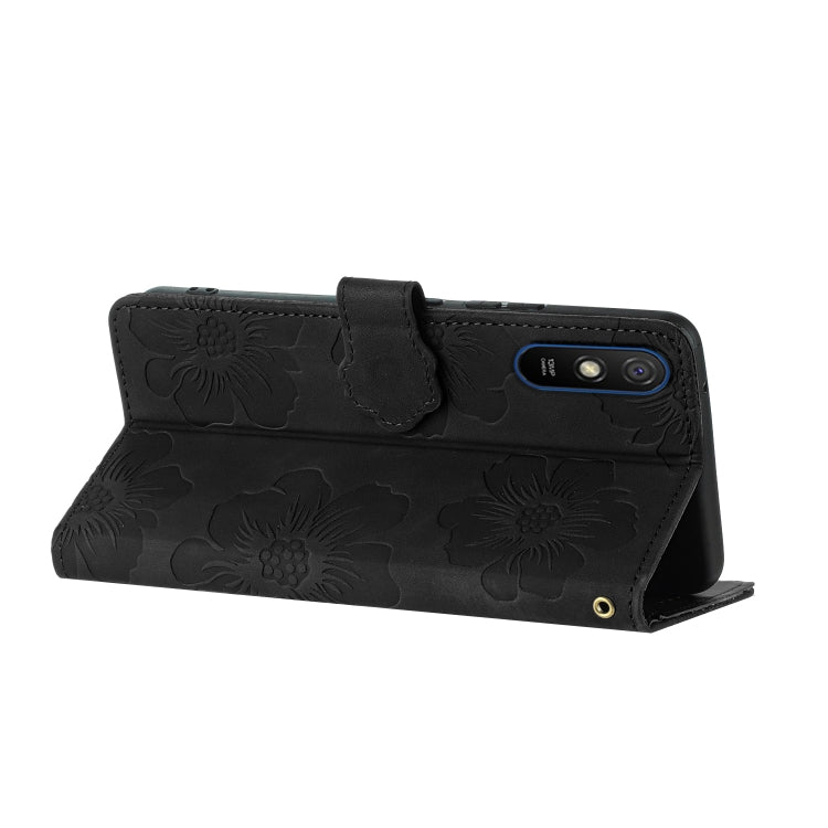 For Xiaomi Redmi 9A Flower Embossing Pattern Leather Phone Case(Black) - Xiaomi Cases by PMC Jewellery | Online Shopping South Africa | PMC Jewellery