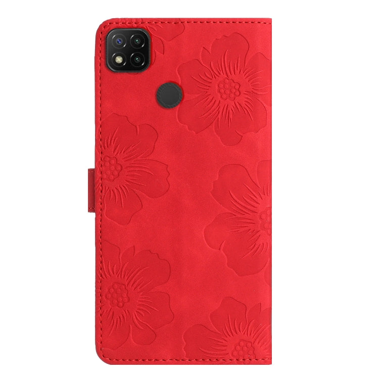 For Xiaomi Redmi 9C Flower Embossing Pattern Leather Phone Case(Red) - Xiaomi Cases by PMC Jewellery | Online Shopping South Africa | PMC Jewellery