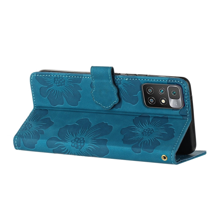 For Xiaomi Redmi 10 2022 Flower Embossing Pattern Leather Phone Case(Blue) - Xiaomi Cases by PMC Jewellery | Online Shopping South Africa | PMC Jewellery