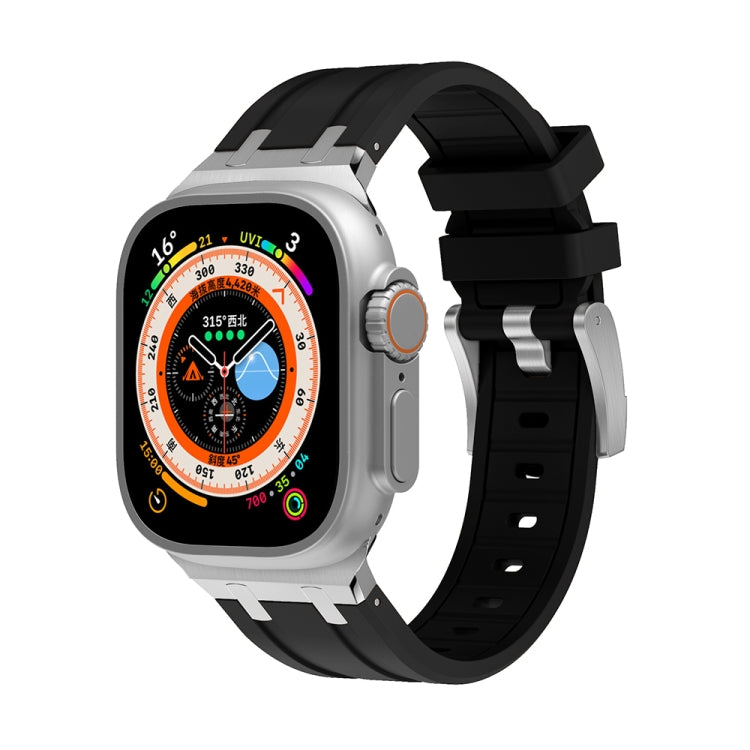 AP Silicone Watch Band For Apple Watch Ultra 49mm(Silver Black) - Watch Bands by PMC TechLife | Online Shopping South Africa | PMC TechLife