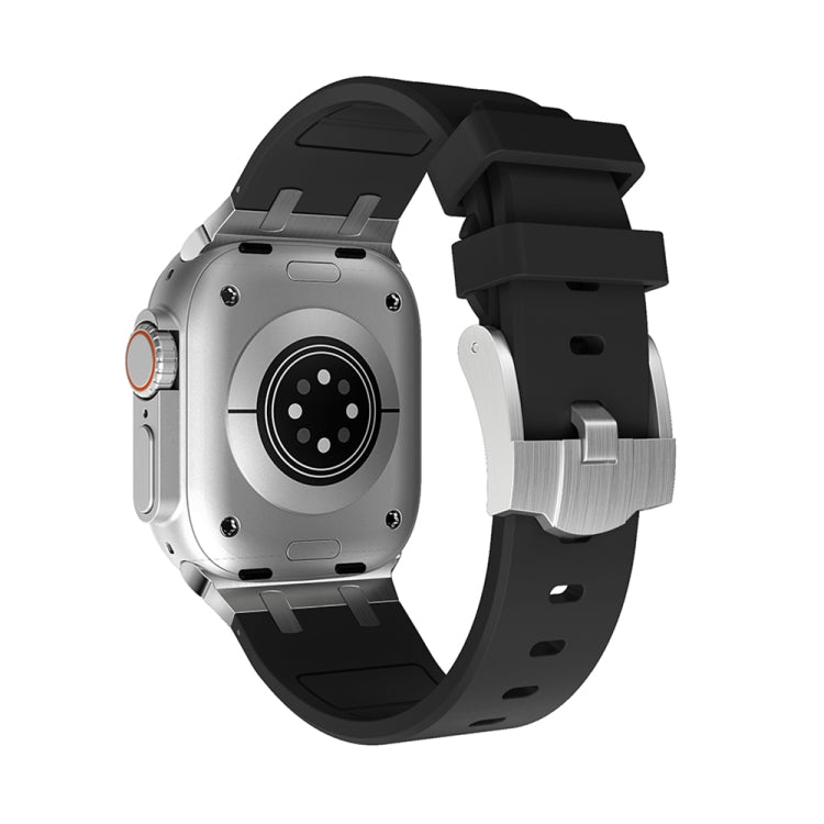AP Silicone Watch Band For Apple Watch 8 41mm(Silver Black) - Watch Bands by PMC TechLife | Online Shopping South Africa | PMC TechLife