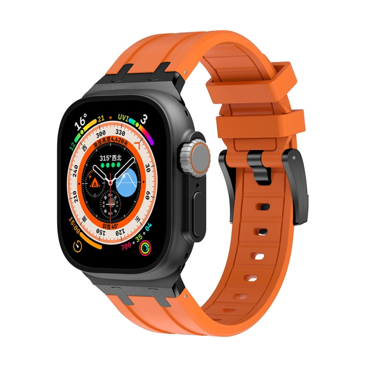 AP Silicone Watch Band For Apple Watch 8 41mm(Black Orange) - Watch Bands by PMC TechLife | Online Shopping South Africa | PMC TechLife