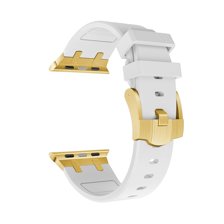 AP Silicone Watch Band For Apple Watch 8 41mm(Gold White) - Watch Bands by PMC TechLife | Online Shopping South Africa | PMC TechLife