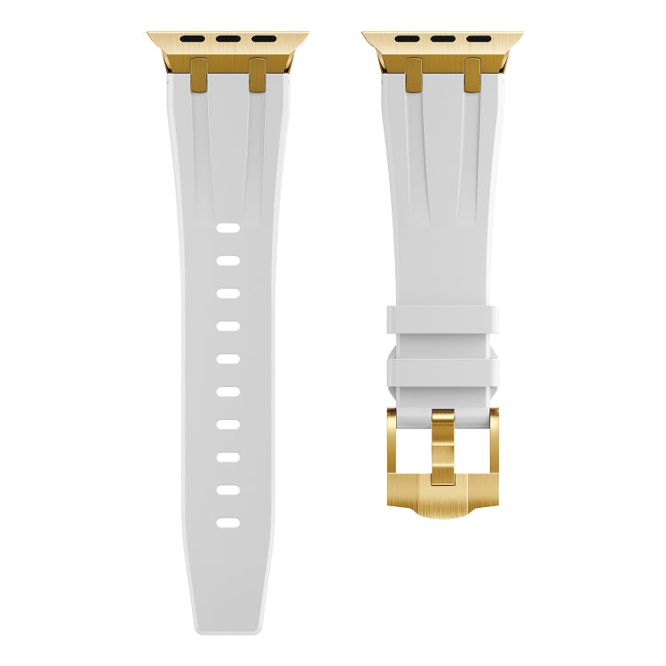AP Silicone Watch Band For Apple Watch 7 41mm(Gold White) - Watch Bands by PMC TechLife | Online Shopping South Africa | PMC TechLife