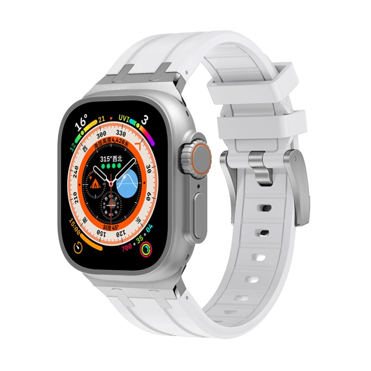 AP Silicone Watch Band For Apple Watch 7 41mm(Silver White) - Watch Bands by PMC TechLife | Online Shopping South Africa | PMC TechLife