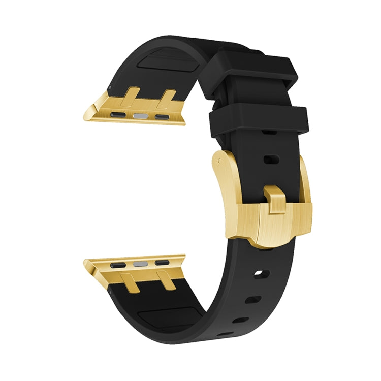 AP Silicone Watch Band For Apple Watch 7 45mm(Gold Black) - Watch Bands by PMC Jewellery | Online Shopping South Africa | PMC Jewellery