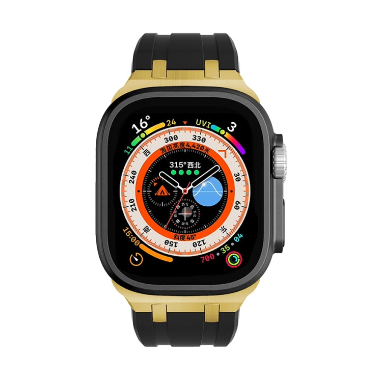 AP Silicone Watch Band For Apple Watch 7 45mm(Gold Black) - Watch Bands by PMC TechLife | Online Shopping South Africa | PMC TechLife