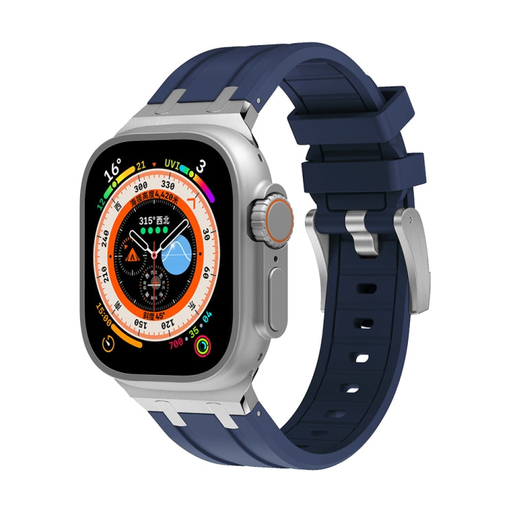 AP Silicone Watch Band For Apple Watch 7 45mm(Silver Blue) - Watch Bands by PMC TechLife | Online Shopping South Africa | PMC TechLife