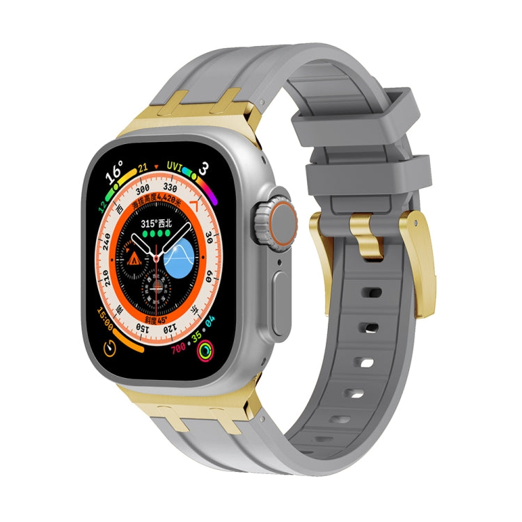 AP Silicone Watch Band For Apple Watch 7 45mm(Gold Grey) - Watch Bands by PMC TechLife | Online Shopping South Africa | PMC TechLife