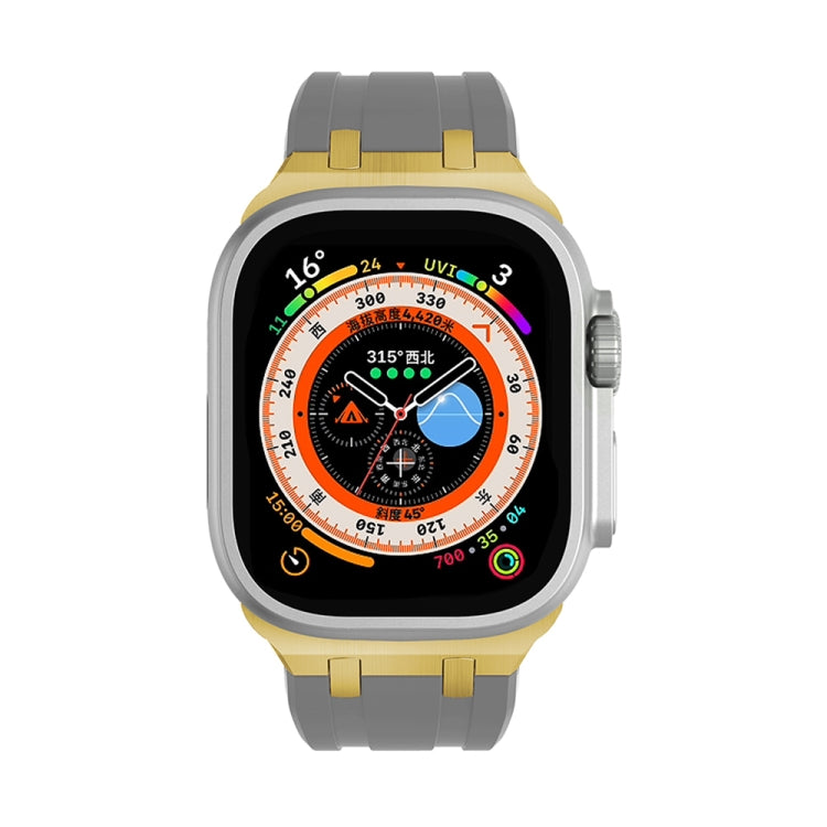 AP Silicone Watch Band For Apple Watch 7 45mm(Gold Grey) - Watch Bands by PMC TechLife | Online Shopping South Africa | PMC TechLife