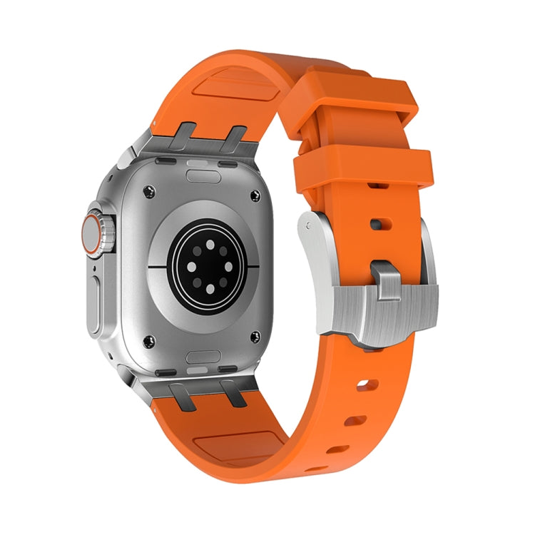 AP Silicone Watch Band For Apple Watch SE 2022 44mm(Silver Orange) - Watch Bands by PMC TechLife | Online Shopping South Africa | PMC TechLife