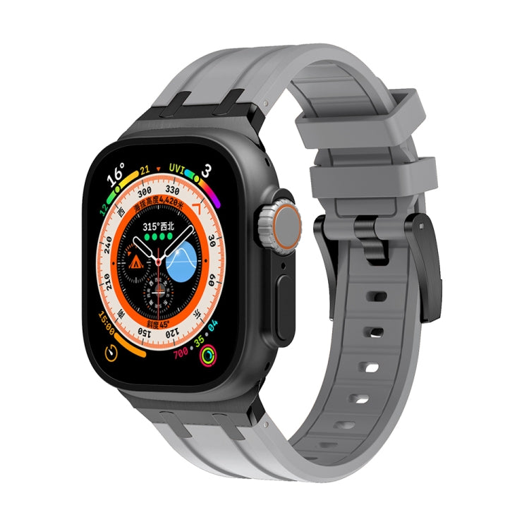 AP Silicone Watch Band For Apple Watch SE 2022 44mm(Black Grey) - Watch Bands by PMC TechLife | Online Shopping South Africa | PMC TechLife