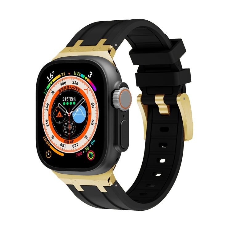 AP Silicone Watch Band For Apple Watch 3 38mm(Gold Black) - Watch Bands by PMC TechLife | Online Shopping South Africa | PMC TechLife