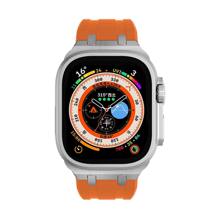 AP Silicone Watch Band For Apple Watch 3 38mm(Silver Orange) - Watch Bands by PMC TechLife | Online Shopping South Africa | PMC TechLife