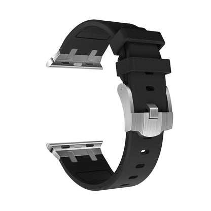 AP Silicone Watch Band For Apple Watch 38mm(Silver Black) - Watch Bands by PMC Jewellery | Online Shopping South Africa | PMC Jewellery