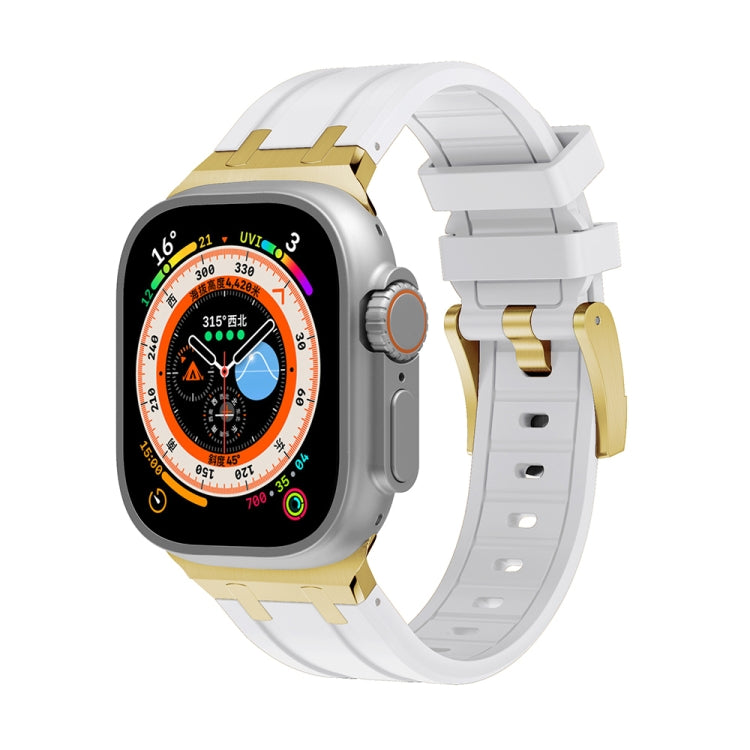AP Silicone Watch Band For Apple Watch 42mm(Gold White) - Watch Bands by PMC TechLife | Online Shopping South Africa | PMC TechLife
