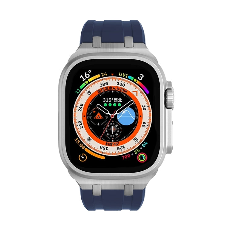 AP Silicone Watch Band For Apple Watch 9 45mm(Silver Blue) - Watch Bands by PMC TechLife | Online Shopping South Africa | PMC TechLife