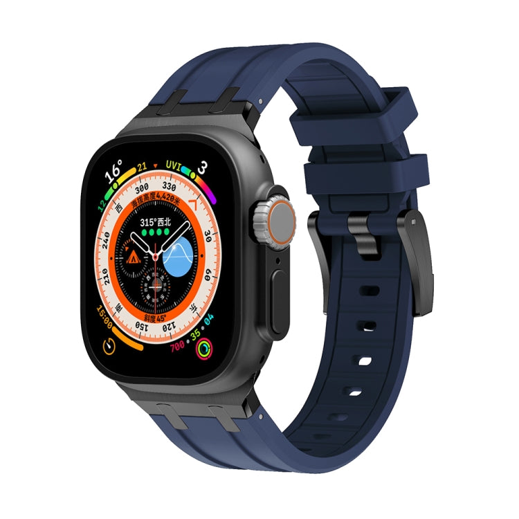 AP Silicone Watch Band For Apple Watch 9 41mm(Black Blue) - Watch Bands by PMC TechLife | Online Shopping South Africa | PMC TechLife