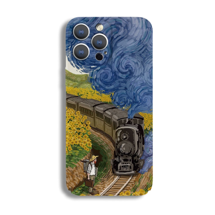 For iPhone 14 Pro Precise Hole Oil Painting Pattern PC Phone Case(Train) - iPhone 14 Pro Cases by PMC Jewellery | Online Shopping South Africa | PMC Jewellery