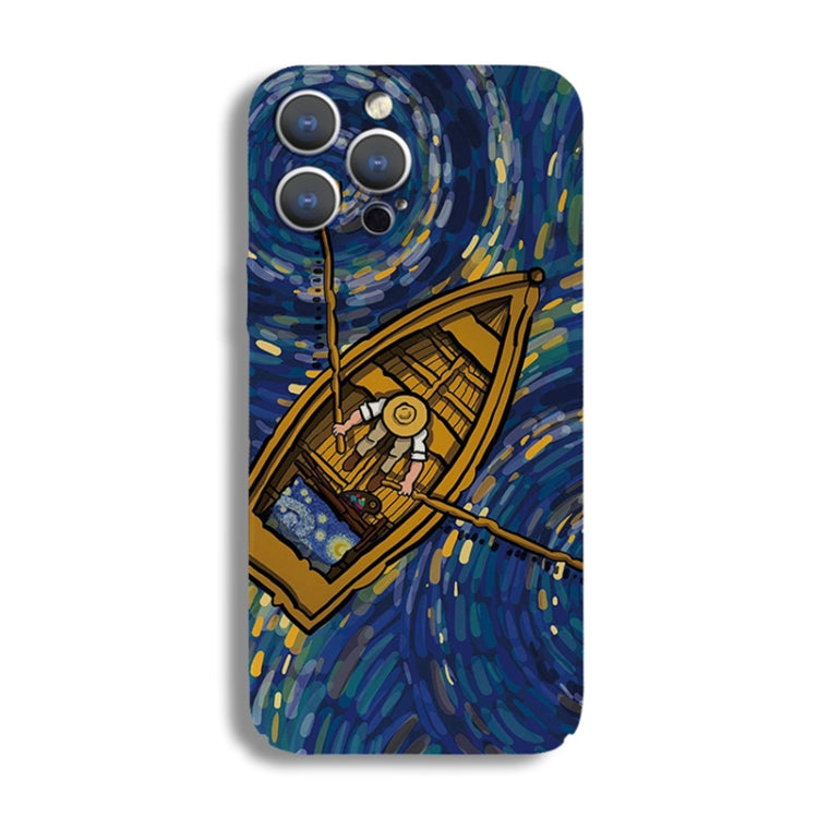 For iPhone 13 mini Precise Hole Oil Painting Pattern PC Phone Case(Boating) - iPhone 13 mini Cases by PMC TechLife | Online Shopping South Africa | PMC TechLife
