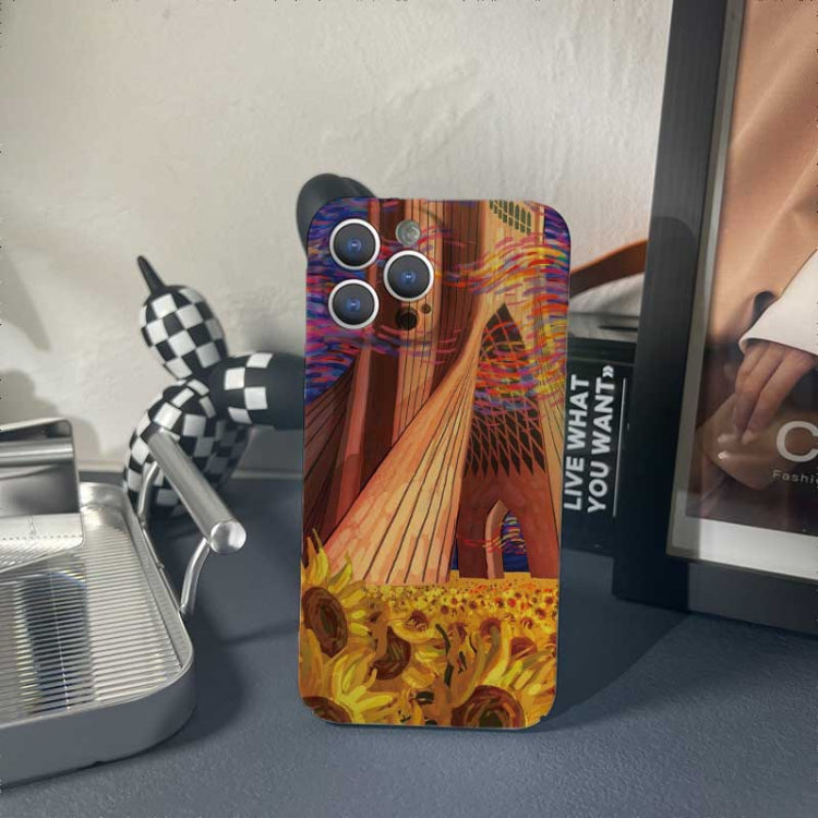 For iPhone 13 mini Precise Hole Oil Painting Pattern PC Phone Case(Architectural Painting) - iPhone 13 mini Cases by PMC TechLife | Online Shopping South Africa | PMC TechLife