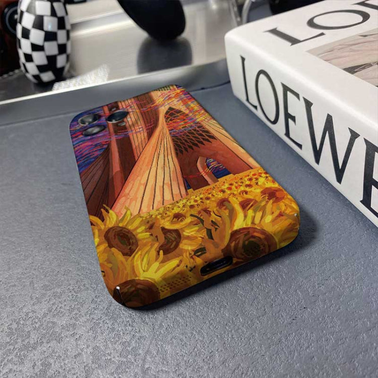 For iPhone 13 mini Precise Hole Oil Painting Pattern PC Phone Case(Architectural Painting) - iPhone 13 mini Cases by PMC TechLife | Online Shopping South Africa | PMC TechLife