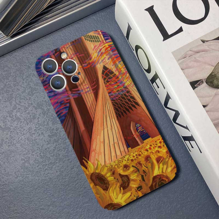 For iPhone 13 Pro Precise Hole Oil Painting Pattern PC Phone Case(Architectural Painting) - iPhone 13 Pro Cases by PMC TechLife | Online Shopping South Africa | PMC TechLife