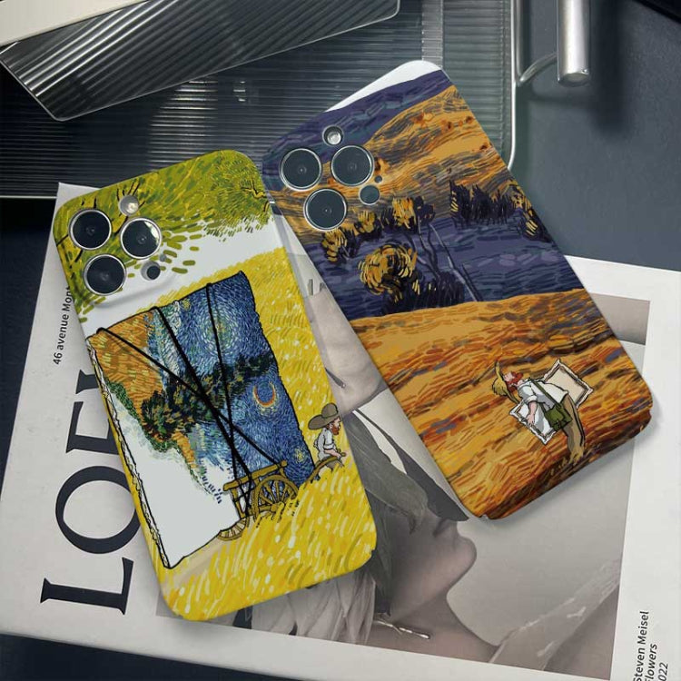 For iPhone 12 Precise Hole Oil Painting Pattern PC Phone Case(Evening Breeze) - iPhone 12 / 12 Pro Cases by PMC TechLife | Online Shopping South Africa | PMC TechLife