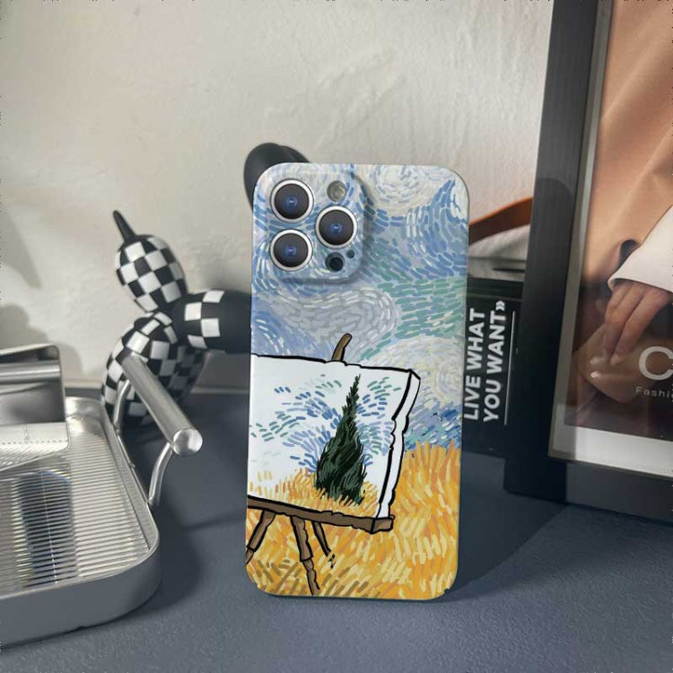 For iPhone 12 Precise Hole Oil Painting Pattern PC Phone Case(Landscape Painting) - iPhone 12 / 12 Pro Cases by PMC TechLife | Online Shopping South Africa | PMC TechLife