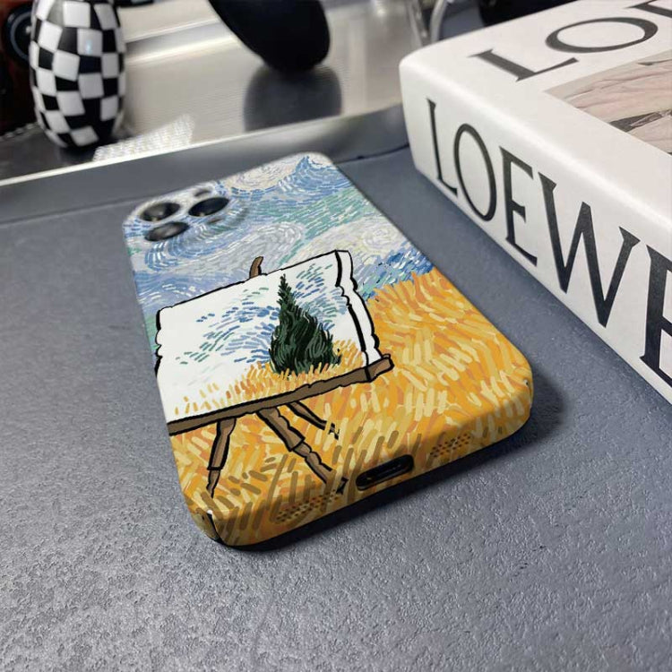 For iPhone 12 Precise Hole Oil Painting Pattern PC Phone Case(Landscape Painting) - iPhone 12 / 12 Pro Cases by PMC TechLife | Online Shopping South Africa | PMC TechLife