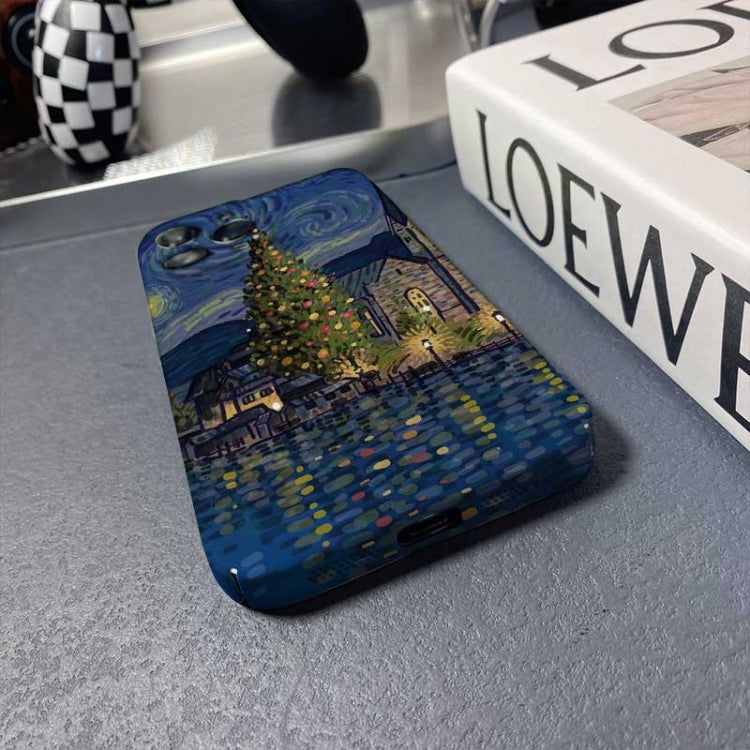 For iPhone 12 Pro Precise Hole Oil Painting Pattern PC Phone Case(Castle) - iPhone 12 / 12 Pro Cases by PMC TechLife | Online Shopping South Africa | PMC TechLife