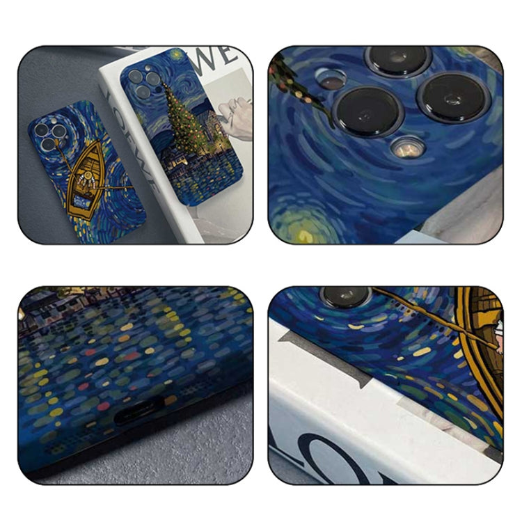 For iPhone 12 Pro Precise Hole Oil Painting Pattern PC Phone Case(Castle) - iPhone 12 / 12 Pro Cases by PMC TechLife | Online Shopping South Africa | PMC TechLife