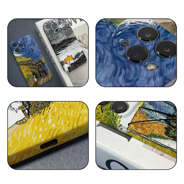 For iPhone 12 Pro Precise Hole Oil Painting Pattern PC Phone Case(Evening Breeze) - iPhone 12 / 12 Pro Cases by PMC TechLife | Online Shopping South Africa | PMC TechLife