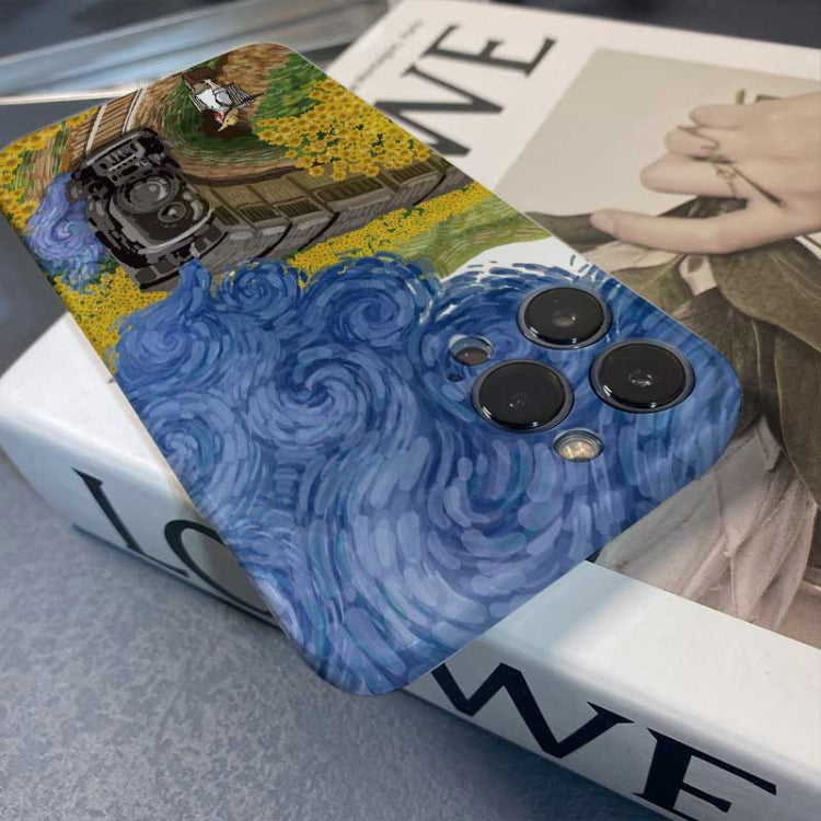 For iPhone 12 Pro Max Precise Hole Oil Painting Pattern PC Phone Case(Train) - iPhone 12 Pro Max Cases by PMC TechLife | Online Shopping South Africa | PMC TechLife