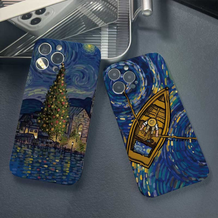For iPhone 11 Precise Hole Oil Painting Pattern PC Phone Case(Boating) - iPhone 11 Cases by PMC TechLife | Online Shopping South Africa | PMC TechLife