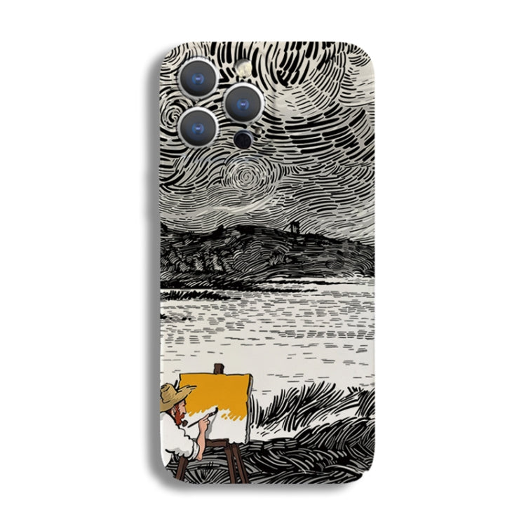 For iPhone 11 Pro Precise Hole Oil Painting Pattern PC Phone Case(Inkwash) - iPhone 11 Pro Cases by PMC TechLife | Online Shopping South Africa | PMC TechLife