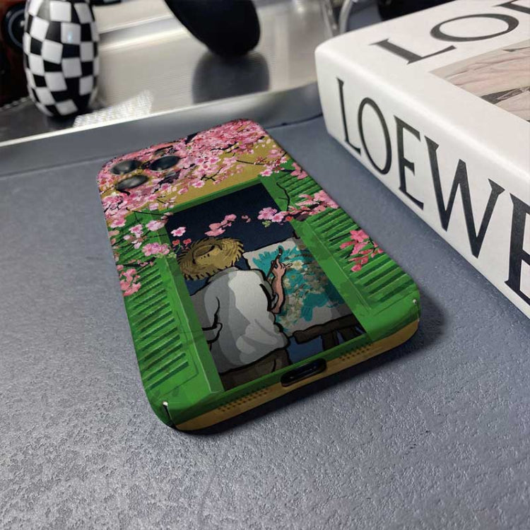For iPhone X / XS Precise Hole Oil Painting Pattern PC Phone Case(Peach Blossom) - free shipping - PMC TechLife - Order now!