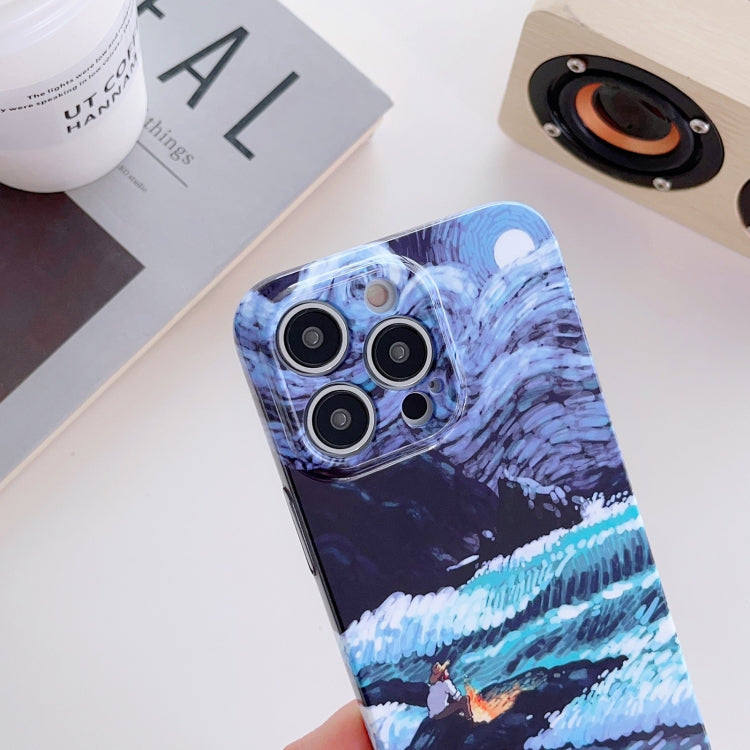 For iPhone 12 mini Precise Hole Oil Painting Pattern PC Phone Case(Thinker) - iPhone 12 mini Cases by PMC TechLife | Online Shopping South Africa | PMC TechLife